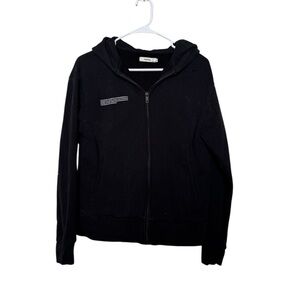 Pangaia Black Zip Up Hooded Sweatshirt Size Small